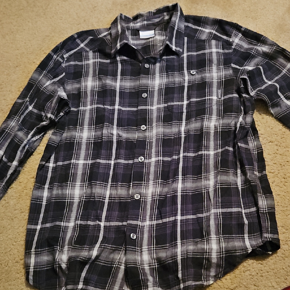 Columbia Men's Dark Plaid Button Down Shirt